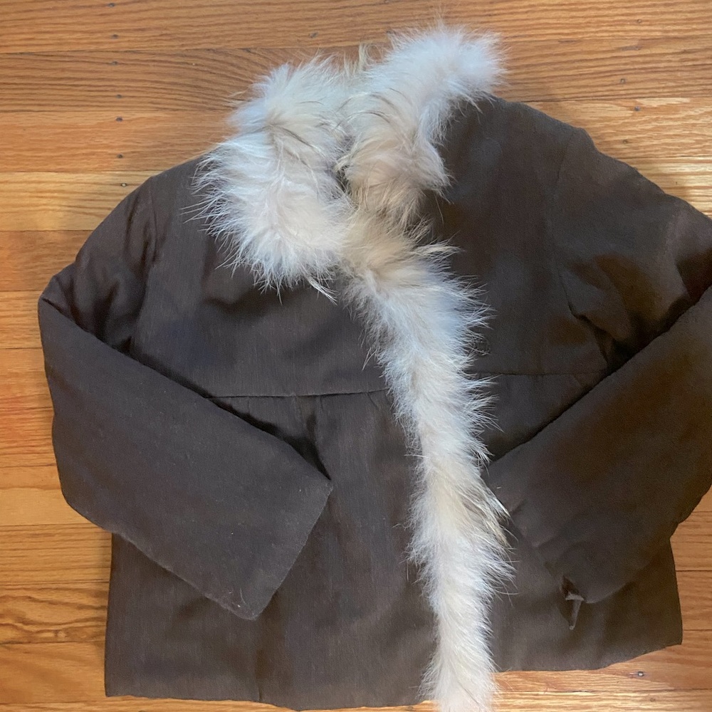 EUC Bonpoint fur trim coat